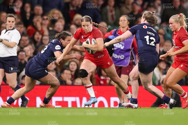 110426 - Wales v Scotland, Guinness Women’s 6 Nations - Carys Cox of Wales attacks