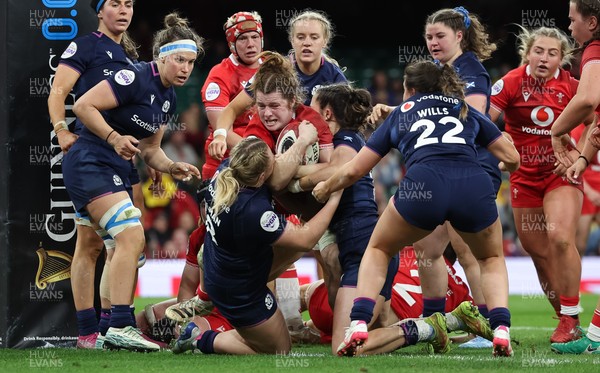 110426 - Wales v Scotland, Guinness Women’s 6 Nations - Kate Williams of Wales powers over to score try