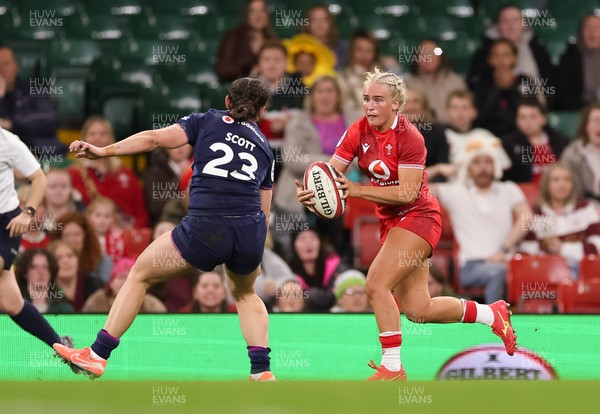 110426 - Wales v Scotland, Guinness Women’s 6 Nations - Seren Singleton of Wales breaks away late into the match