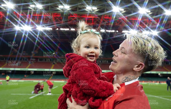 110426 - Wales v Scotland, Guinness Women’s 6 Nations - Donna Rose of Wales with daughter Margot