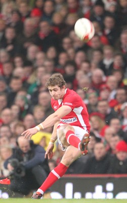 120212 - Wales v Scotland - RBS 6 Nations -Wales' Leigh Halfpenny kicks at goal