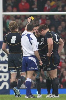 120212 - Wales v Scotland - RBS 6 Nations -Scotland's Nick De Luca is shown a yellow card