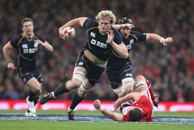 120212 - Wales v Scotland, RBS 6 Nations 2012 -Scotland's Richie Gray breaks away