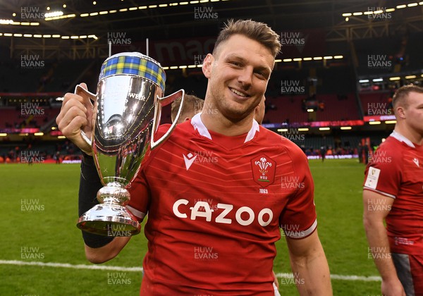 120222 - Wales v Scotland - Guinness Six Nations - Dan Biggar of Wales with the Doddie Weir Cup at the end of the game