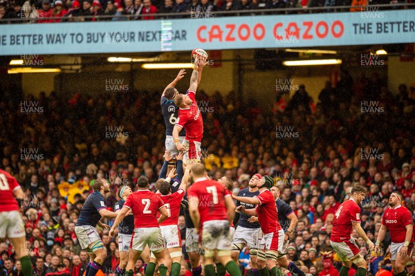 120222 - Wales v Scotland - Guinness Six Nations - Ross Moriarty of Wales  steals lineout ball