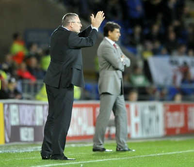 121012 - Wales v Scotland - FIFA 2014 World Cup Qualifying Campaign - Scotland manager Craig Levein applauds his players after they score 