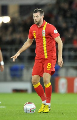 121012 - Wales v Scotland - FIFA 2014 World Cup Qualifying Campaign - Joe Ledley of Wales