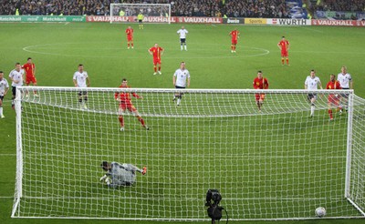 121012 - Wales v Scotland,  FIFA 2014 World Cup Qualifier -Wales' Gareth Bale scores goal from the penalty spot