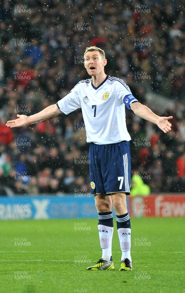 121012 - Wales v Scotland - FIFA 2014 World Cup Qualifying Campaign - Darren Fletcher of Scotland reacts after Wales score 