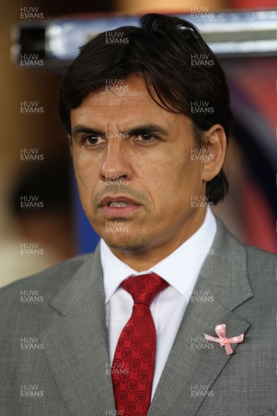121012 - Wales v Scotland,  FIFA 2014 World Cup Qualifier -Wales' manager Chris Coleman wearing a pink ribbons for missing five year old April Jones