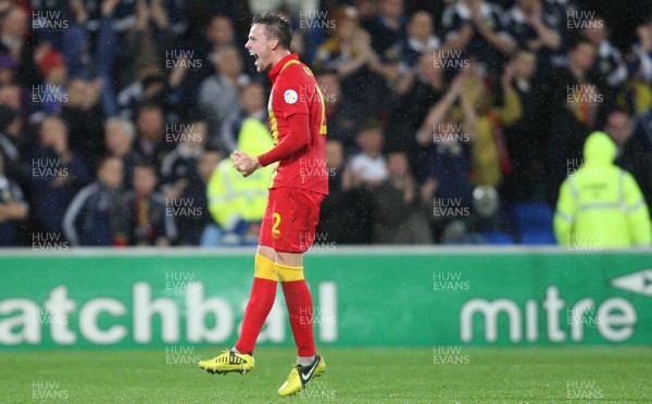 121012 - Wales v Scotland,  FIFA 2014 World Cup Qualifier -Wales' Chris Gunter celebrates at the end of the match