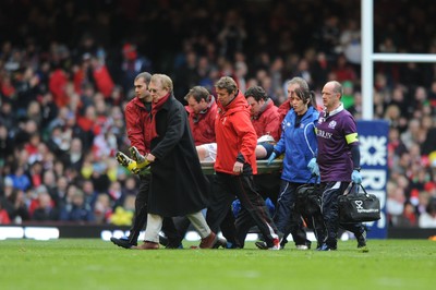 13.02.10 Wales v Scotland... Scotland's Thom Evans is stretchered from the field. 
