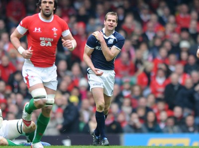 13.02.10 - Wales v Scotland - RBS Six Nations 2010 - Chris Paterson of Scotland feels an injury during the game. 