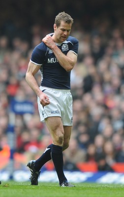 13.02.10 - Wales v Scotland - RBS Six Nations 2010 - Chris Paterson of Scotland feels an injury during the game. 
