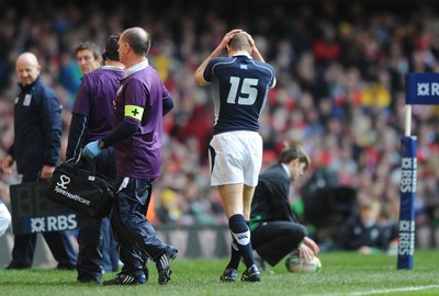 13.02.10 - Wales v Scotland - RBS Six Nations 2010 - Chris Paterson of Scotland leaves the field with an injury. 