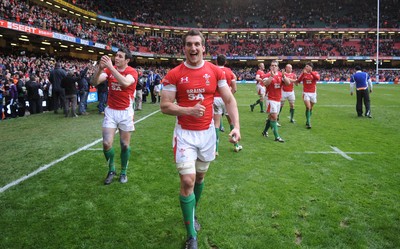 13.02.10 - Wales v Scotland - RBS Six Nations 2010 - Sam Warburton of Wales celebrate win. 