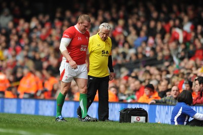 13.02.10 - Wales v Scotland - RBS Six Nations 2010 - Gethin Jenkins of Wales leaves the field with an injury 