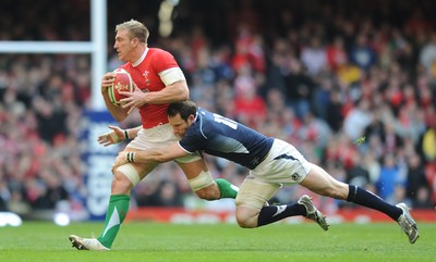 13.02.10 - Wales v Scotland - RBS Six Nations 2010 - Andy Powell of Wales is tackled by Graeme Morrison of Scotland. 