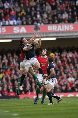 13.02.10 Wales v Scotland... Scotland's Max Evans takes high ball. .