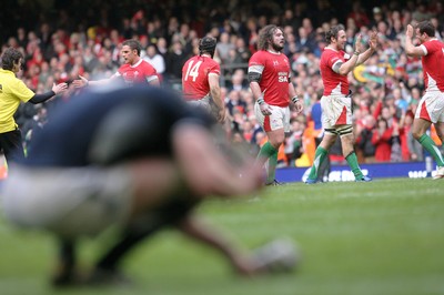 13.02.10 Wales v Scotland... Wales players celebrate at the end of the game. .