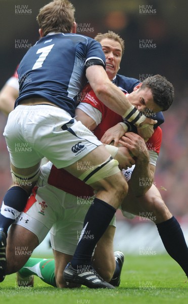 13.02.10 - Wales v Scotland - RBS Six Nations 2010 - Jamie Roberts of Wales is tackled by John Barclay and Dan Parks of Scotland. 