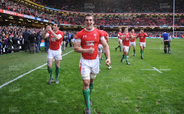 13.02.10 - Wales v Scotland - RBS Six Nations 2010 - Sam Warburton of Wales celebrate win. 