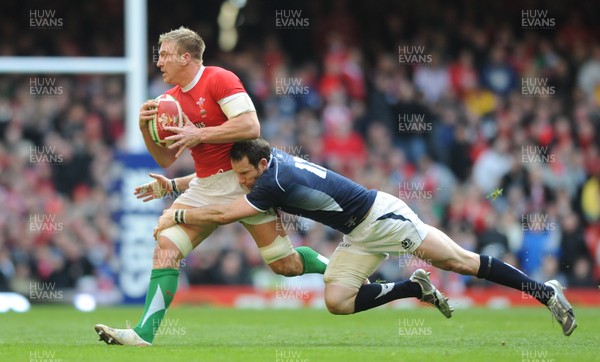 13.02.10 - Wales v Scotland - RBS Six Nations 2010 - Andy Powell of Wales is tackled by Graeme Morrison of Scotland. 
