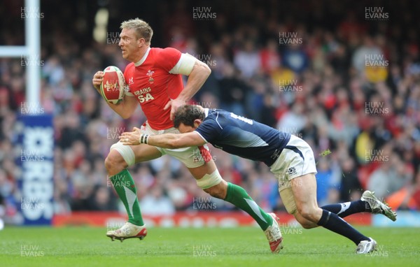 13.02.10 - Wales v Scotland - RBS Six Nations 2010 - Andy Powell of Wales is tackled by Graeme Morrison of Scotland. 
