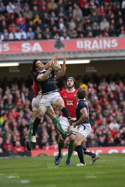 13.02.10 Wales v Scotland... Scotland's Max Evans takes high ball. .