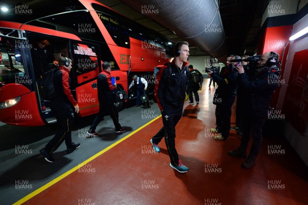 130216 - Wales v Scotland - RBS 6 Nations 2016 -Liam Williams of Wales arrives