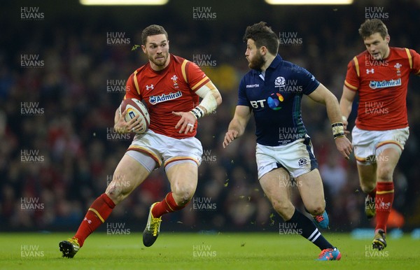 130216 - Wales v Scotland - RBS 6 Nations 2016 -George North of Wales gets into space