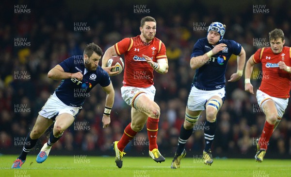 130216 - Wales v Scotland - RBS 6 Nations 2016 -George North of Wales gets into space