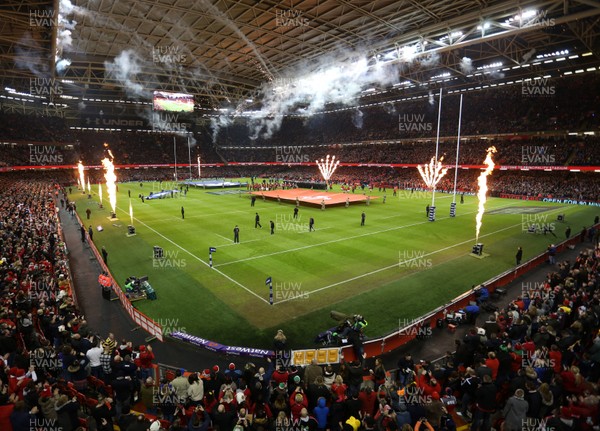 130216 - Wales v Scotland - RBS 6 Nations 2016 - The Wales team running out onto the field