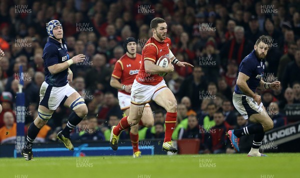 130216 - Wales v Scotland - RBS 6 Nations 2016 - George North of Wales charges forwards