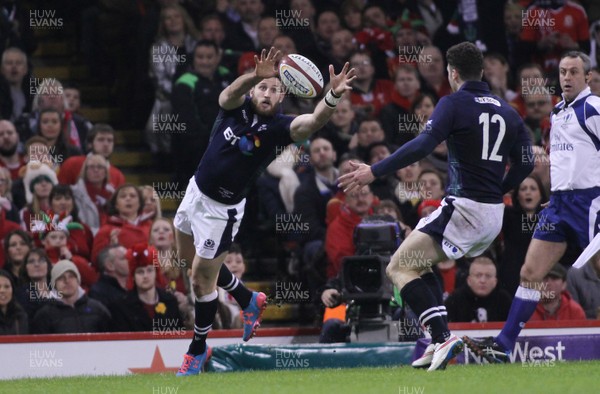 130216 - Wales v Scotland - RBS 6 Nations -Sean Maitland of Scotland scores a try