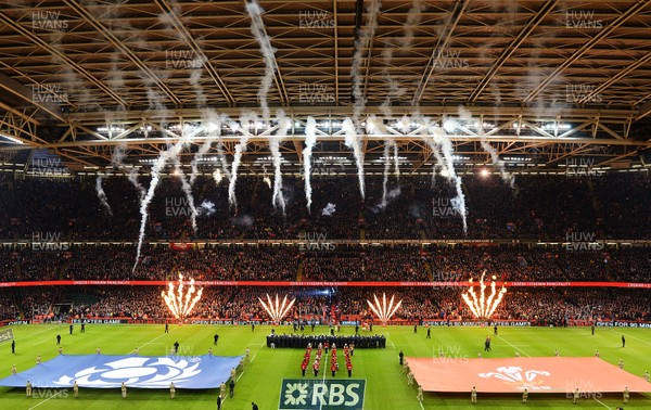 130216 - Wales v Scotland - RBS 6 Nations 2016 - Pre-match pyrotechnics