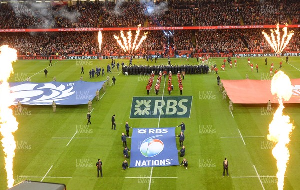 130216 - Wales v Scotland - RBS 6 Nations 2016 - Flag bearers