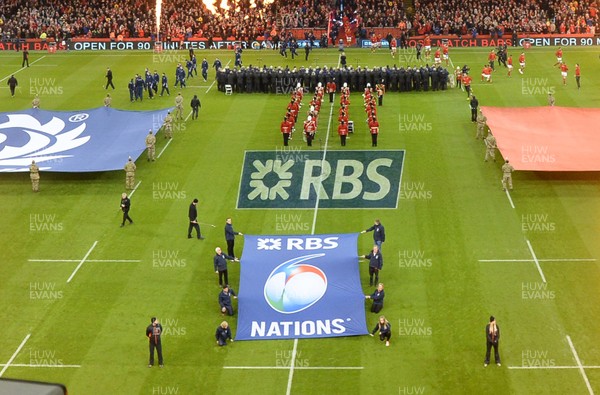 130216 - Wales v Scotland - RBS 6 Nations 2016 - Flag bearers