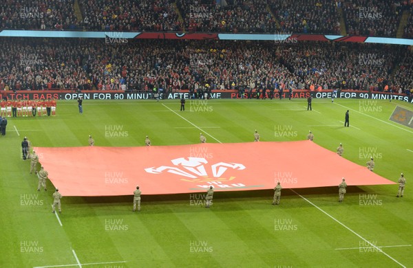 130216 - Wales v Scotland - RBS 6 Nations 2016 - WRU flag