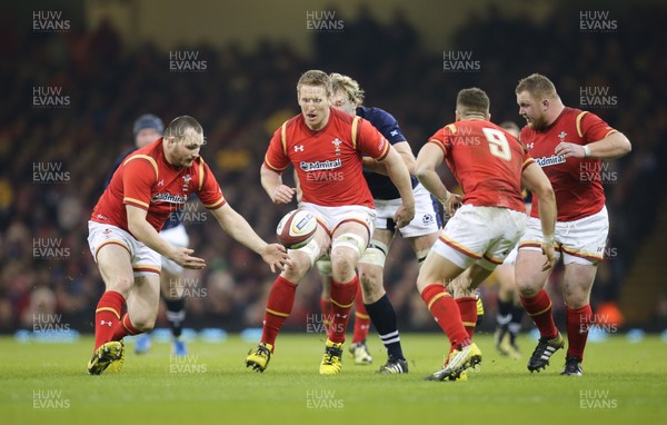 130216 - Wales v Scotland, RBS 6 Nations 2016 - Ken Owens and Bradley Davies of Wales