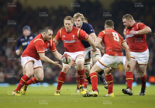 130216 - Wales v Scotland, RBS 6 Nations 2016 - Ken Owens and Bradley Davies of Wales