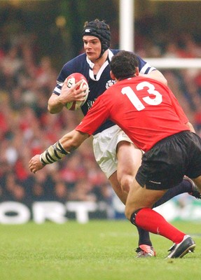 14-02-04. Wales v Scotland RBS Six Nations. Scotland's Andrew Henderson takes on Sonny Parker   
