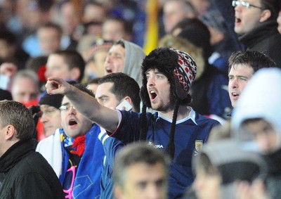 14.11.09 - International Football Friendly, Wales v Scotland Scotland fans make their feeling known at the end of the match 