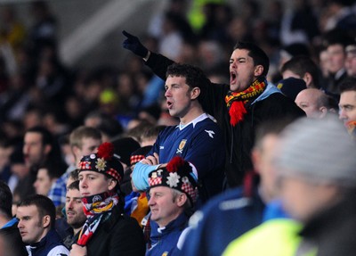 14.11.09 - International Football Friendly, Wales v Scotland Scotland fans make their feeling known at the end of the match 