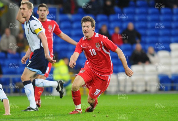 14.11.09 - International Football Friendly, Wales v Scotland Wales' Aaron Ramsey celebrates after scoring his sides third goal 