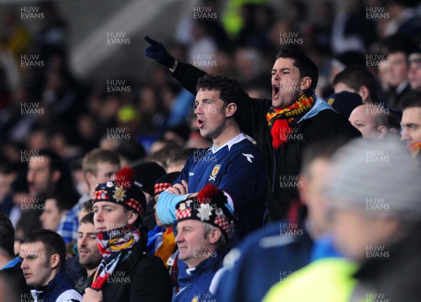 14.11.09 - International Football Friendly, Wales v Scotland Scotland fans make their feeling known at the end of the match 