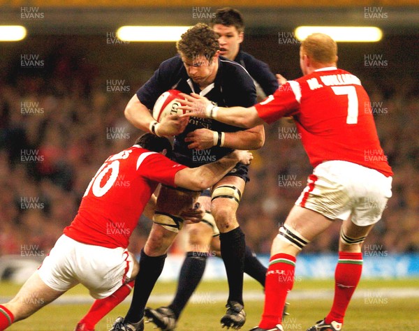 12.02.06 - Six Nations Rugby - Wales v Scotland Scotland's Jason White tries to get between Stephen Jones and Martyn Williams 