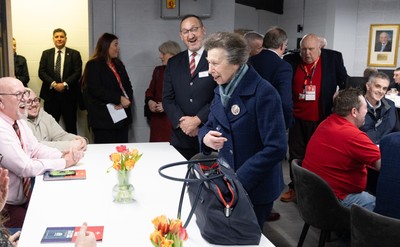 210226 - Wales v Scotland, 2026 Guinness Six Nations - HRH The Princess Royal talks to disabled and injured rugby players at the Welsh Rugby Charitable Trust ahead of Wales v Scotland