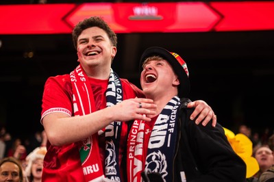 210226 - Wales v Scotland - Guinness Six Nations - Fans react inside the Stadium during the match 
