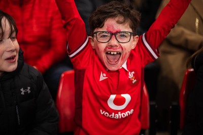 210226 - Wales v Scotland - Guinness Six Nations - Fans react inside the Stadium during the match 